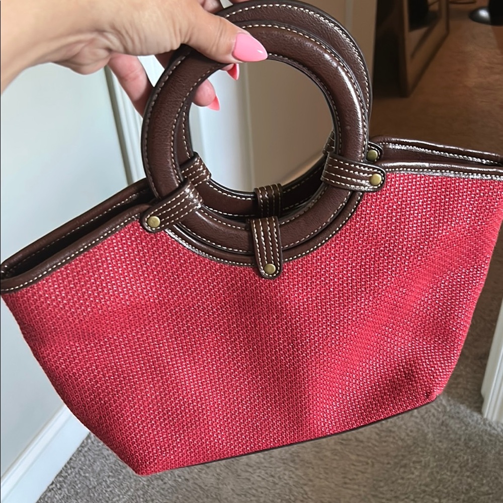 Croft & Barrow Red and Brown Mini Bag with Textured Handles
